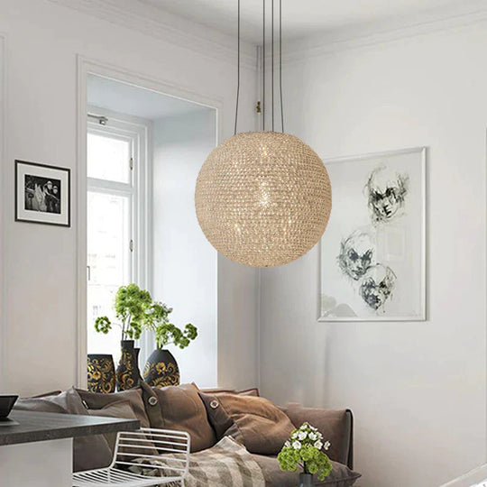 Metal White Chandelier Pendant Light Globe 2 Lights Minimalism Drop Lamp For Bedroom