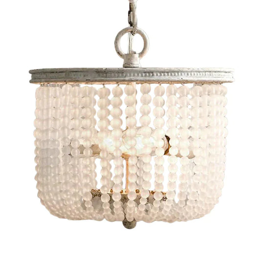 8.5’/14’ Wide Rustic Rounded Chandelier 2 Lights Crystal Suspension Lighting Fixture In White