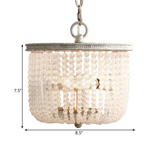 8.5’/14’ Wide Rustic Rounded Chandelier 2 Lights Crystal Suspension Lighting Fixture In White