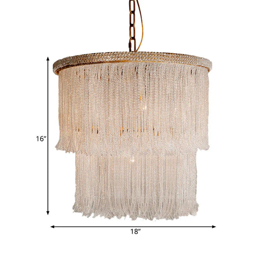 4 Lights Chandelier Light Fixture Rustic Tiered Crystal Hanging Lamp Kit In White For Bedroom