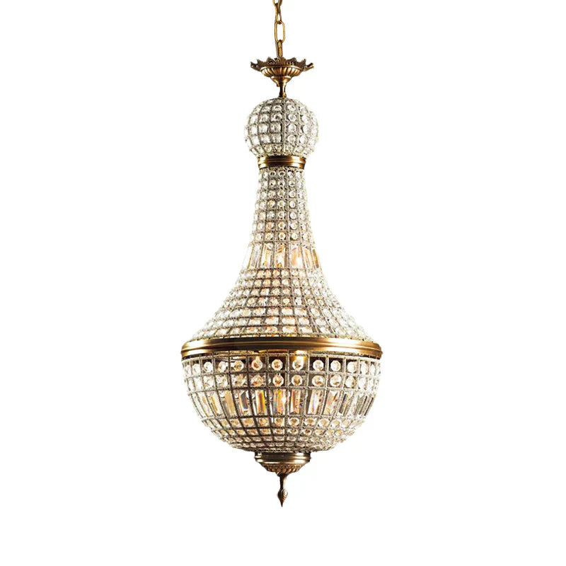 Basket Bedroom Chandelier Lamp Minimalism Crystal 6 Lights Brass Hanging Pendant Light