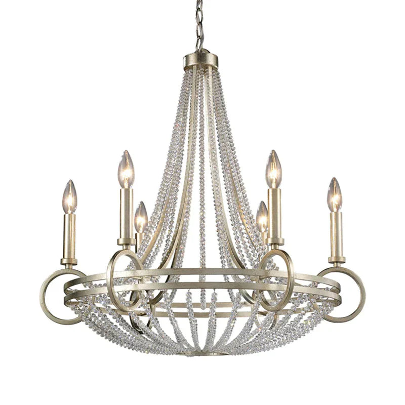 6 Lights Candle - Style Chandelier Traditional Metallic Down Lighting Pendant For Kitchen