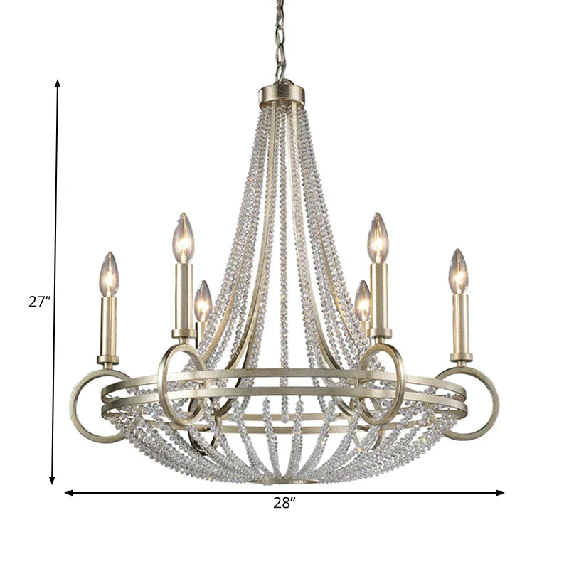 6 Lights Candle - Style Chandelier Traditional Metallic Down Lighting Pendant For Kitchen