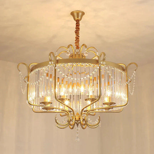 Minimalism Candelabra Ceiling Chandelier 6/8 Lights Crystal Pendant Light Fixture In Gold/Light