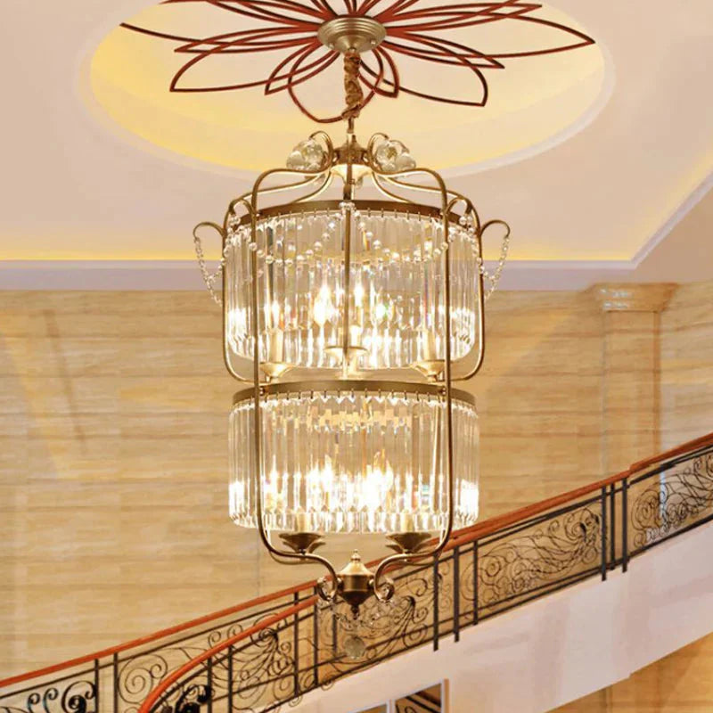 Minimalism Candelabra Ceiling Chandelier 6/8 Lights Crystal Pendant Light Fixture In Gold/Light