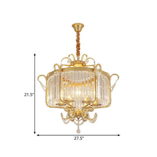 Minimalism Candelabra Ceiling Chandelier 6/8 Lights Crystal Pendant Light Fixture In Gold/Light