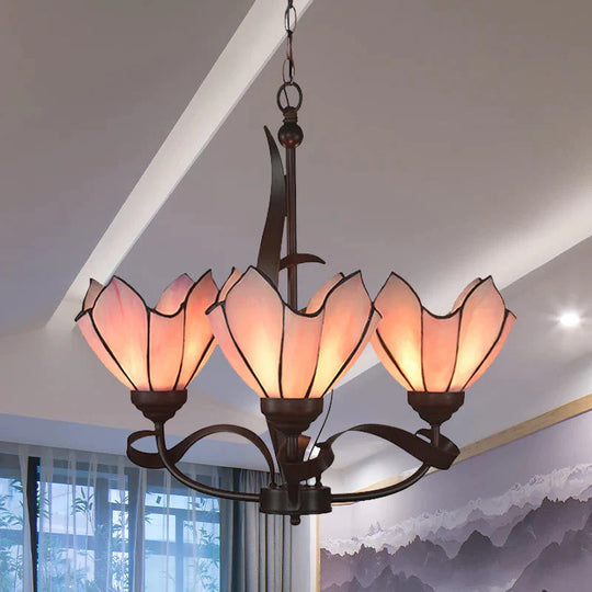 Bronze 3/5 Lights Chandelier Lighting Fixture Baroque Pink/Purple Floral Pendant Shopify Lamp For