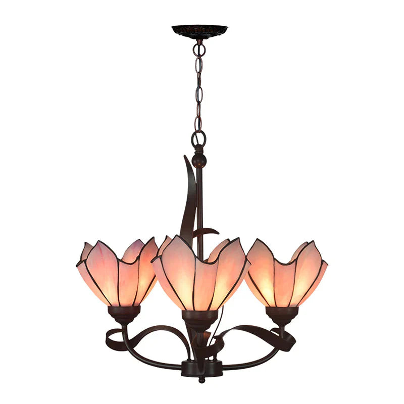 Bronze 3/5 Lights Chandelier Lighting Fixture Baroque Pink/Purple Floral Pendant Shopify Lamp For