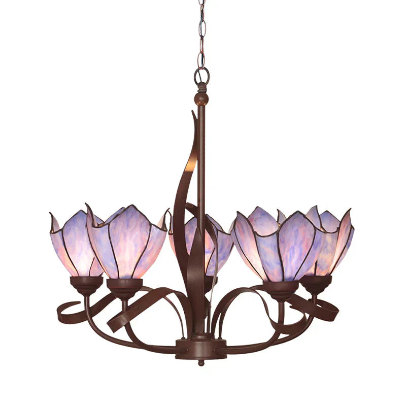 Bronze 3/5 Lights Chandelier Lighting Fixture Baroque Pink/Purple Floral Pendant Shopify Lamp For