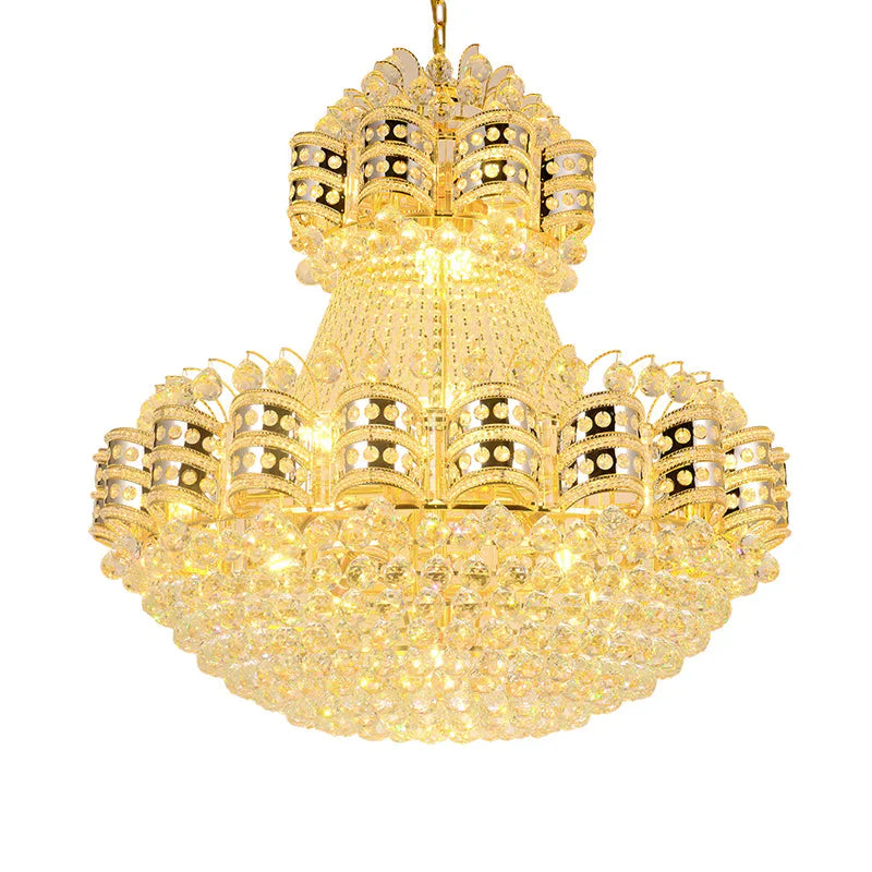 Crystal Domed Chandelier Lighting Tradition 9 Bulbs Gold Pendant Light Fixture With Adjustable