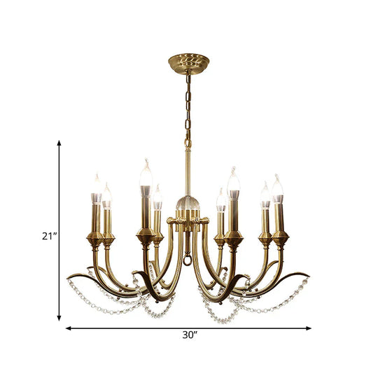 Open Bulb Suspension Lighting Traditional Metal 6/8 Lights Gold Finish Chandelier Pendant Light