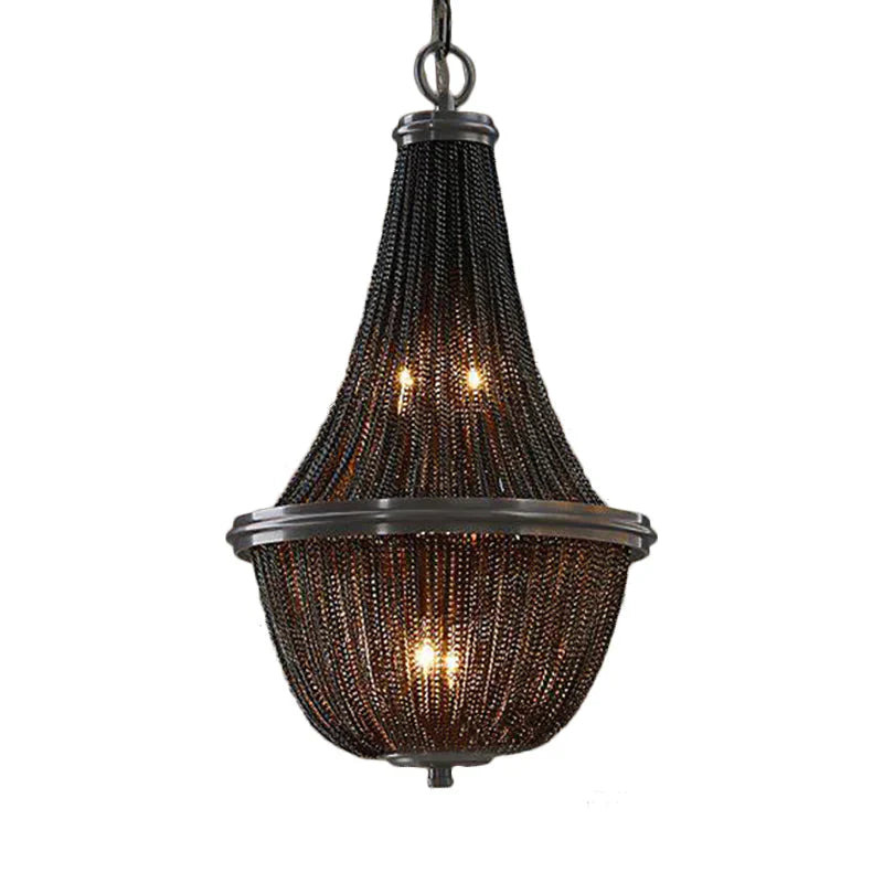 Basket Metal Chandelier Light Traditional 6/8 Lights Dining Room Suspension Pendant In Black