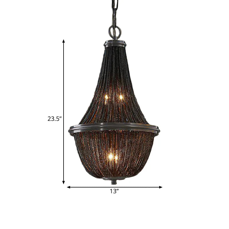 Basket Metal Chandelier Light Traditional 6/8 Lights Dining Room Suspension Pendant In Black