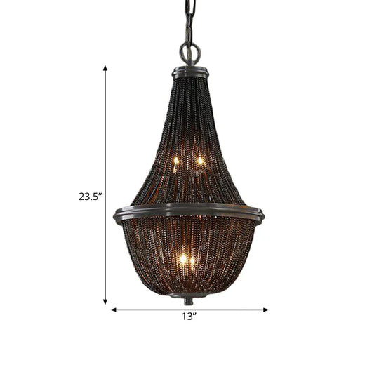 Basket Metal Chandelier Light Traditional 6/8 Lights Dining Room Suspension Pendant In Black