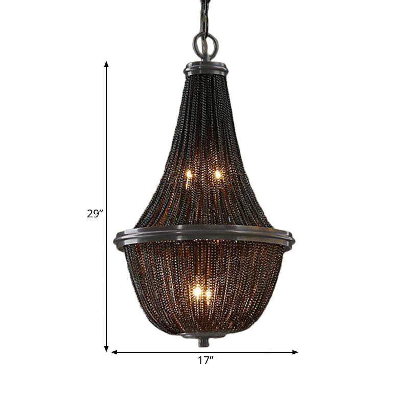 Basket Metal Chandelier Light Traditional 6/8 Lights Dining Room Suspension Pendant In Black