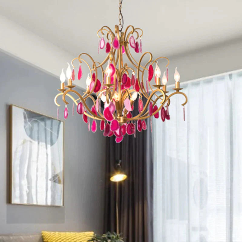 Metal Candelabra Ceiling Chandelier Rural 5/9/12 Lights Dining Room Hanging Pendant Light In