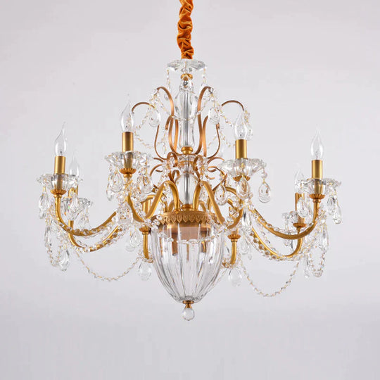 Gold Candlestick Hanging Chandelier Rural Crystal 6/8 Lights Bedroom Suspension Lighting 8 /