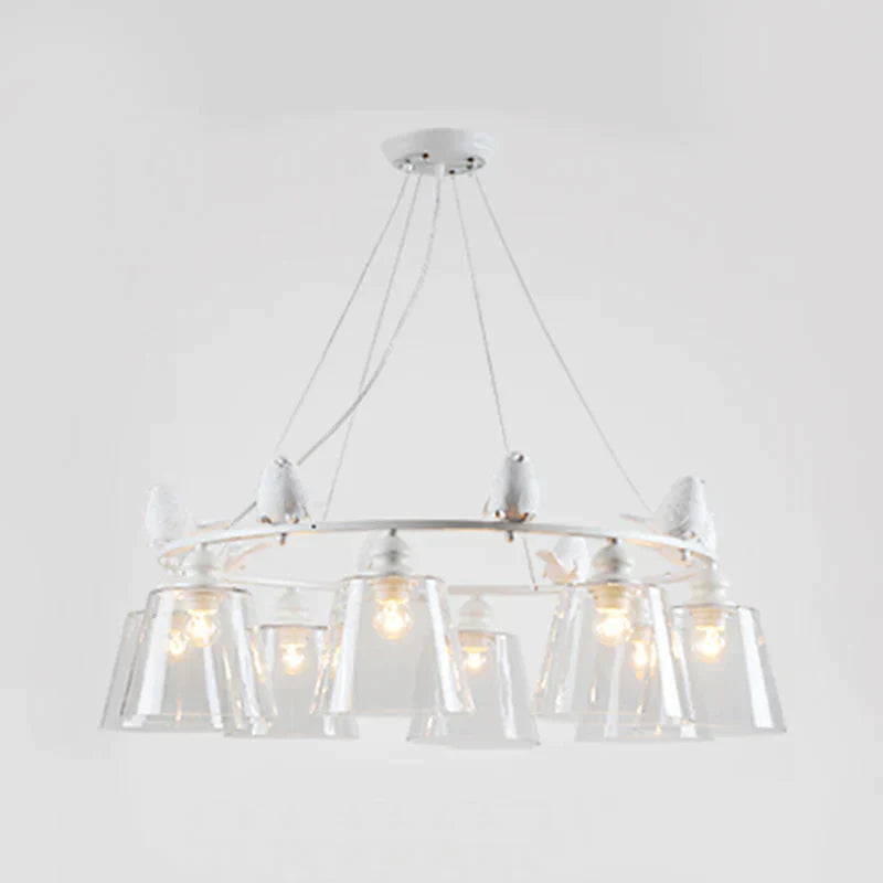 White 3/8 Lights Chandelier Light Fixture Classic Clear Glass Tapered Pendant Lamp For Living Room