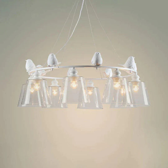 White 3/8 Lights Chandelier Light Fixture Classic Clear Glass Tapered Pendant Lamp For Living Room