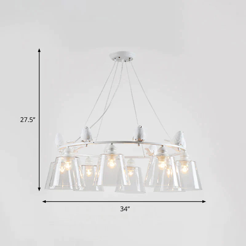 White 3/8 Lights Chandelier Light Fixture Classic Clear Glass Tapered Pendant Lamp For Living Room