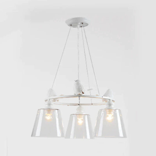 White 3/8 Lights Chandelier Light Fixture Classic Clear Glass Tapered Pendant Lamp For Living Room