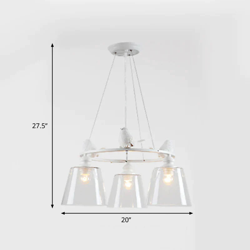 White 3/8 Lights Chandelier Light Fixture Classic Clear Glass Tapered Pendant Lamp For Living Room