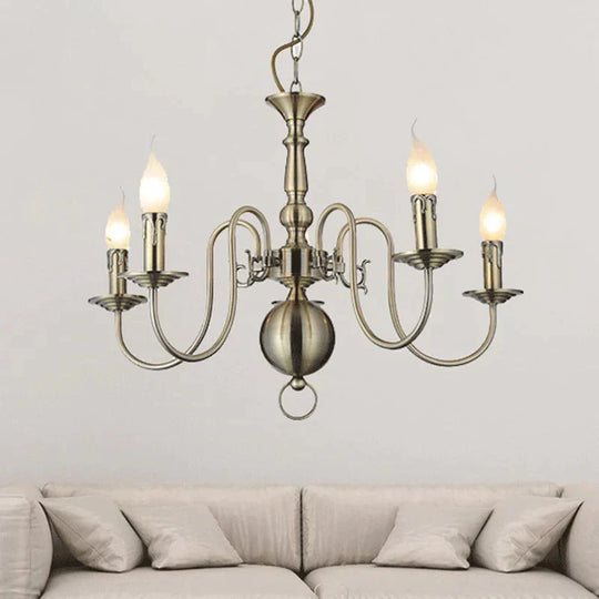 5 Lights Ceiling Light Traditional Swirled Arm Metal Hanging Chandelier In Chrome For Living Room