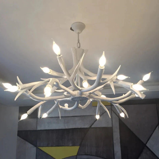 Resin Sputnik Chandelier Lamp Contemporary 22 - Head Dining Room Pendant Ceiling Light In White