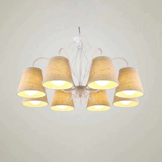 3/6/8 Bulbs Ceiling Lamp With Cone Fabric Shade Classic Living Room Chandelier Pendant Light In