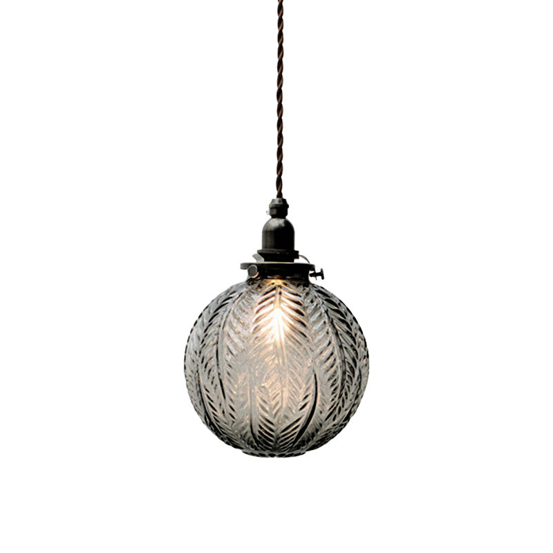 Mahasim - Colonial Global Pendant Light Fixture 1 - Head Clear/Smoke Gray Glass Hanging Lamp With