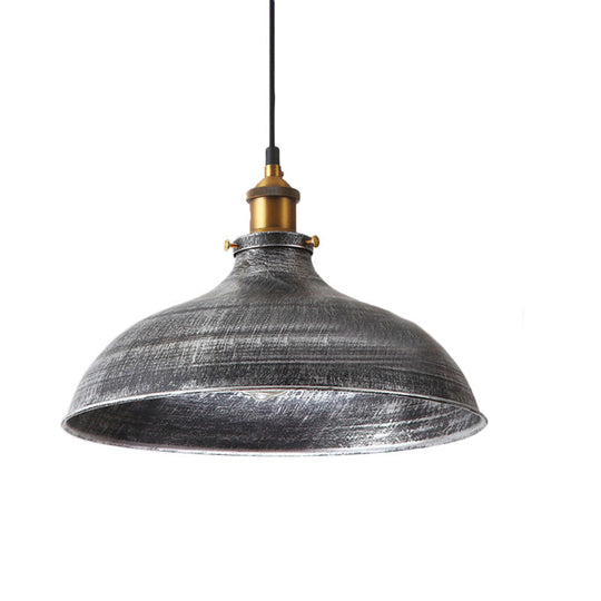 Giulia - Vintage Silver Gray 1 Bulb Pendant Lamp Antique Style Metal Bowl Shade Hanging Light With