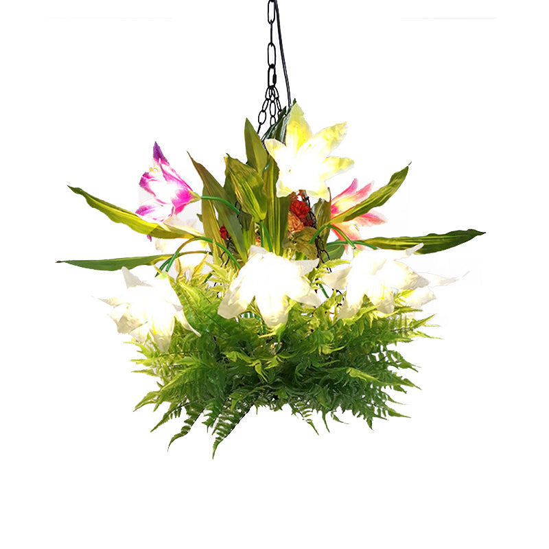 Porrima - Lily Restaurant Chandelier Lighting Fixture Industrial Metal 13 Bulbs Led Green Ceiling