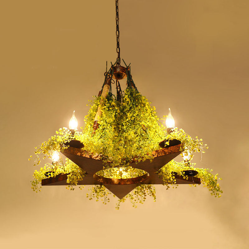 Olympe - Industrial Candle Metal Chandelier Lighting 5 Lights Restaurant Led Plant Ceiling Lamp In