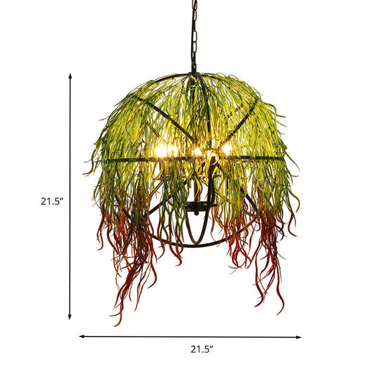 Penelope - Industrial Metal Green Led Plant Pendant Light Fixture Orb Restaurant