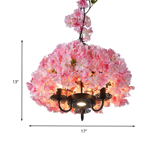 Daisy - Pink 3 Lights Chandelier Lighting Fixture Industrial Candlestick Metal Hanging Lamp In With