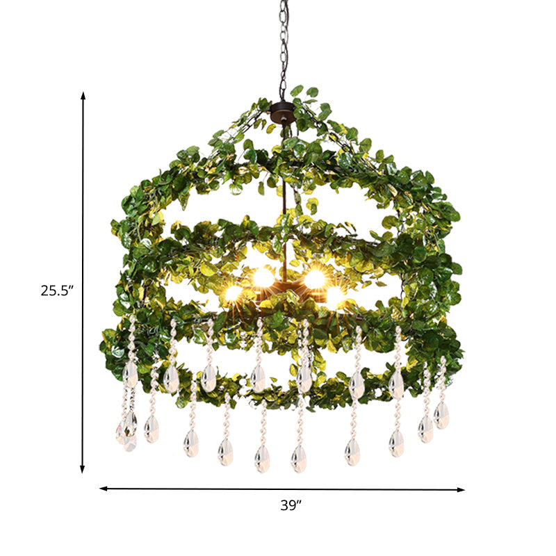 Viola - Industrial Metal Ring Chandelier Green 6 Heads 23.5/31.5/39 W