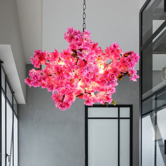 Hadley - 5 - Light 5 Lights Cherry Blossom Chandelier Industrial Pink Metal Led Pendant Light For