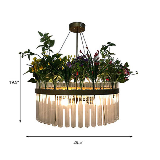 Lara - Industrial 1/2 - Tier Restaurant Chandelier Light Metal 4 Bulbs Green Plant Pendant Lighting