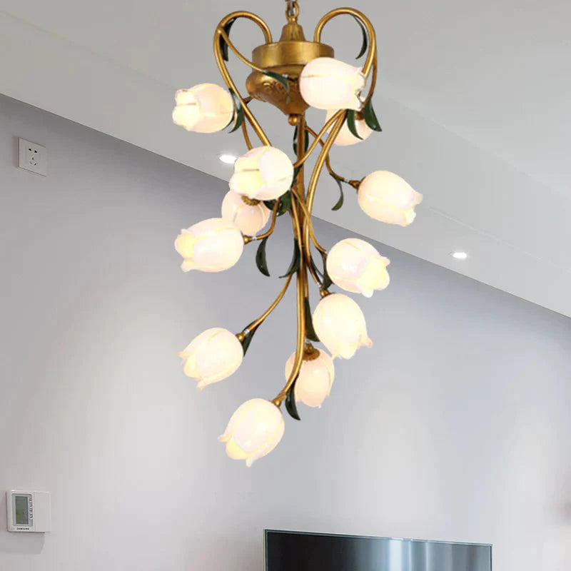 American Garden Brass Blossom Living Room 12 Bulbs Led Pendant Lighting Fixture