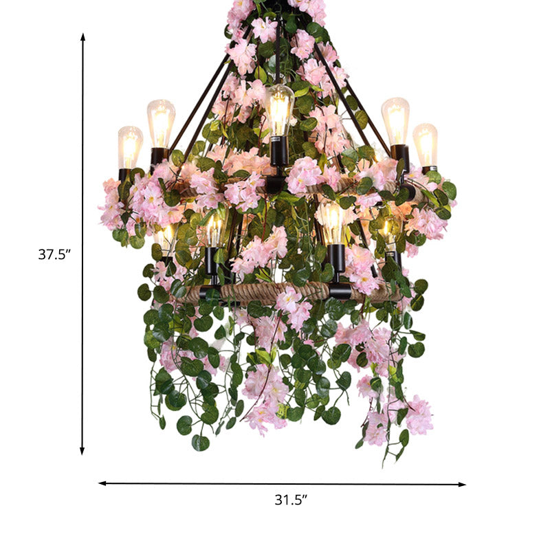 Victoria - Industrial 2 - Layer Ceiling Chandelier: Metal Led Flower Hanging Light