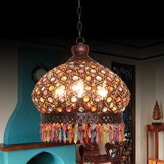 Classic Dome Chandelier Light Fixture Decorative 3 Lights Living Room Hanging Lamp In