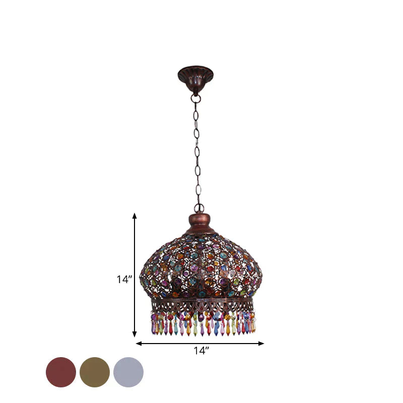 Classic Dome Chandelier Light Fixture Decorative 3 Lights Living Room Hanging Lamp In