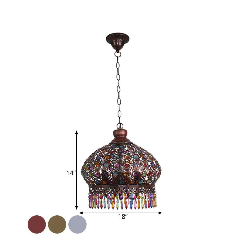 Classic Dome Chandelier Light Fixture Decorative 3 Lights Living Room Hanging Lamp In