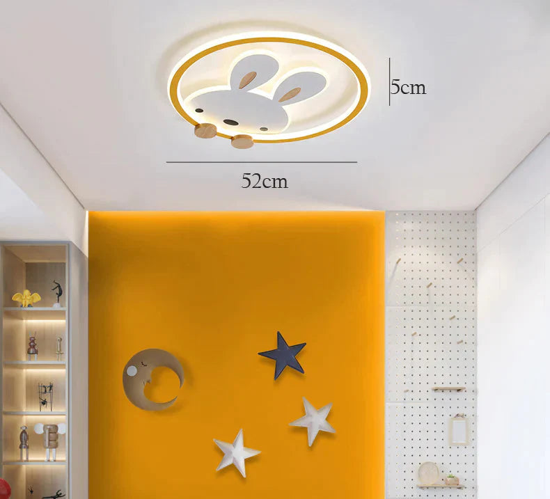 Light In The Bedroom Simple Modern Creative Cartoon Bunny Princess Room Lamp Led Ceiling Yellow /