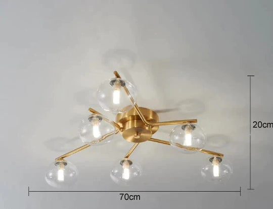 Nordic Wind Pentagon Living Room Bedroom Lamp Copper Ceiling 6 Transparent Color / Without Light