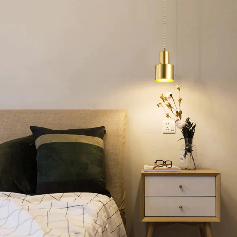 Nordic Solid Wood All - Copper Living Room Creative Aisle Bedroom Walnut Bedside Chandelier Pendant