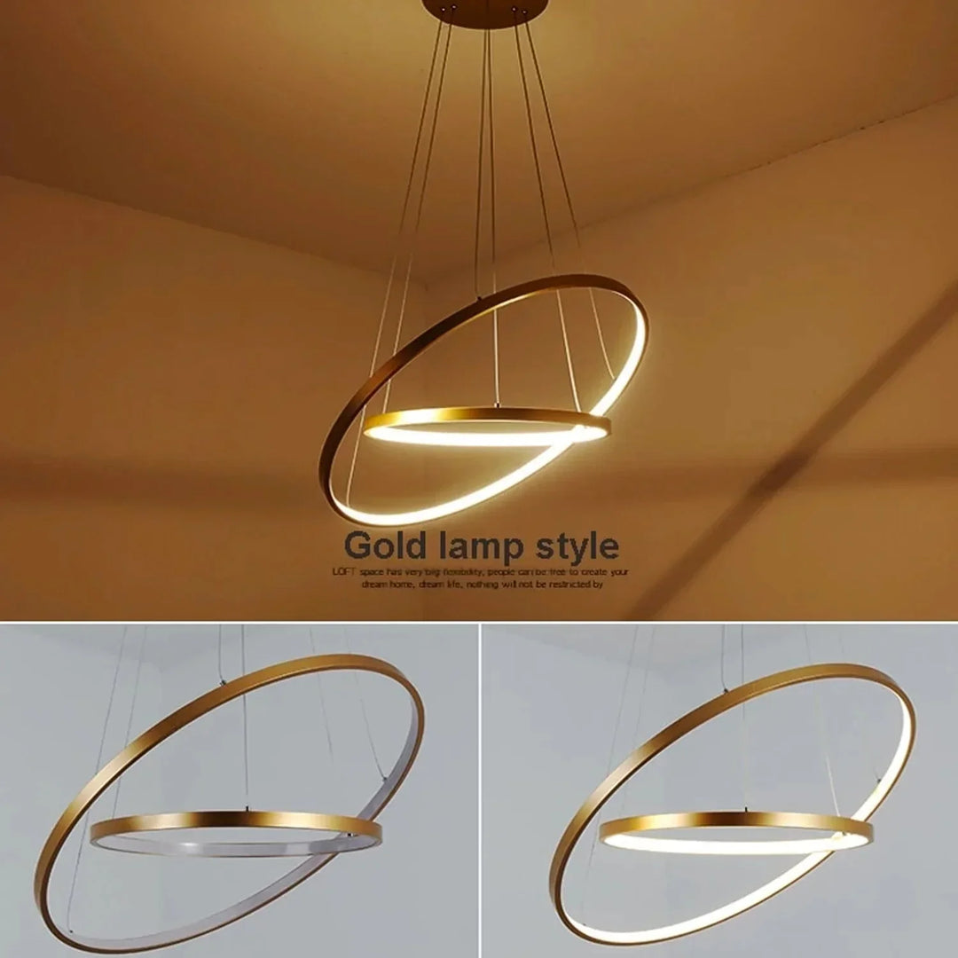 60Cm 80Cm 100Cm Modern Pendant Lights For Living Room Dining Circle Rings Acrylic Aluminum Body Led