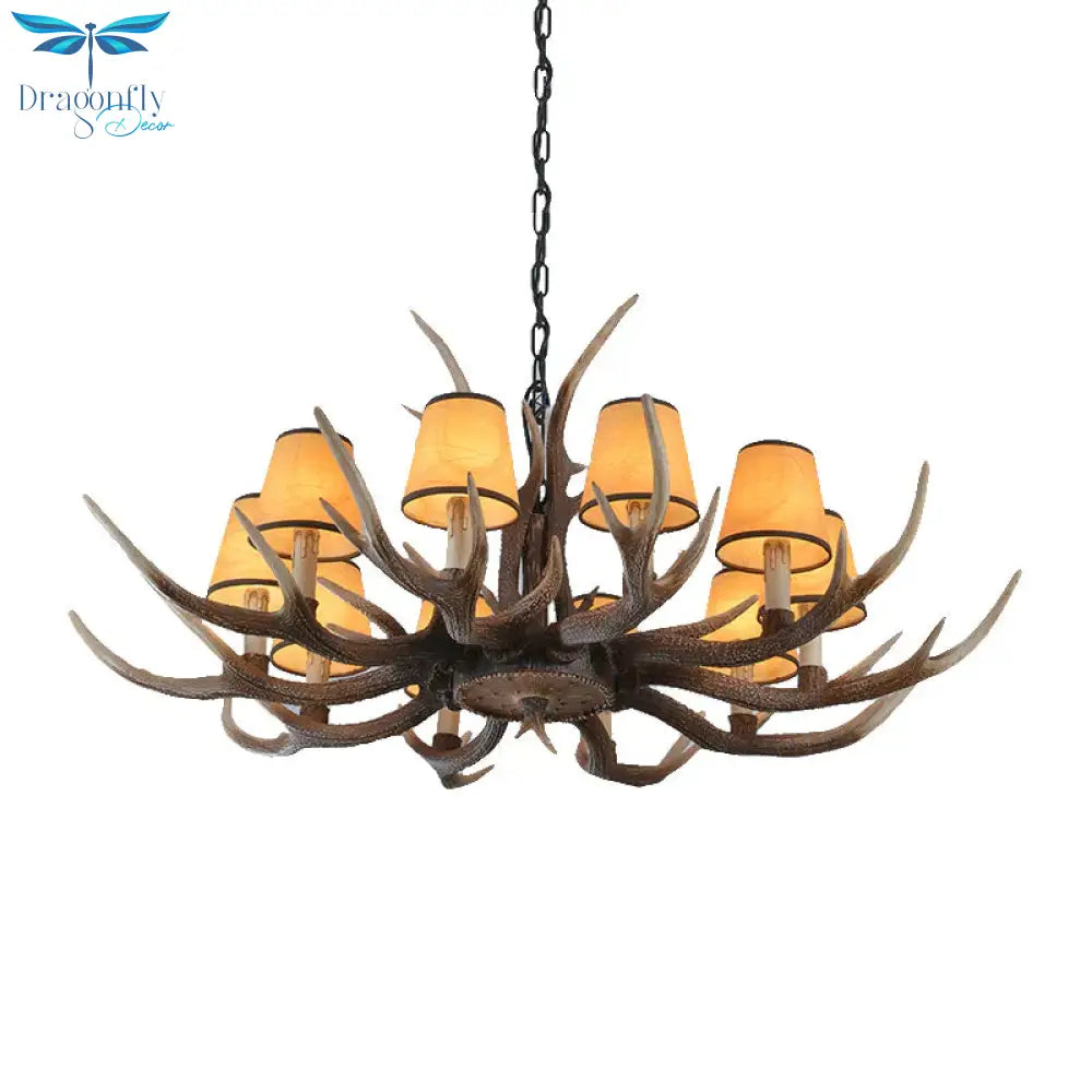 4/6/8 - Light Conical Chandelier Light Traditional Brown Resin Suspension Pendant For Kitchen Island