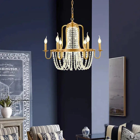 4/6 Lights Chandelier Light Minimalism Candlestick Crystal Hanging Lamp Kit In Gold For Bedroom 6 /