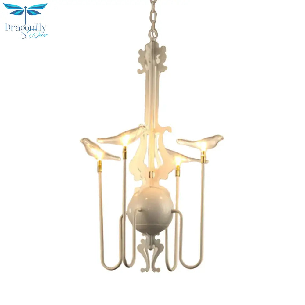4/8/12 - Light Iron Chandelier Light Antique Black/White Swooping Armed Ceiling Fixture With Clear